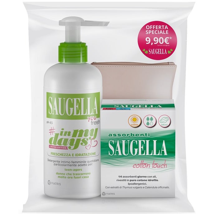 SAUGELLA IN MY DAYS BUNDLE YOU FRESH + ASSORBENTI GIORNO 14 PEZZI + PORTA ASSORBENTI - Farmacianuova.eu