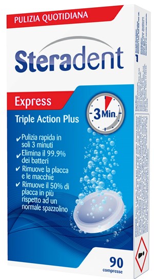 STERADENT TRIPLE ACTION PLUS 90 COMPRESSE PULENTI - Farmacianuova.eu