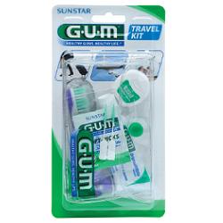 GUM TRAVEL KIT VIAGGIO 1 SPAZZOLINO PIEGHEVOLE GUM TRAVEL + 1 DENTIFRICIO VIAGGIO 12 ML + 1 ROCCHETTO FILO INTERDENTALE 10MT + 2 SCOVOLINI GOMMA GUM SOFT PICKS - Farmacianuova.eu