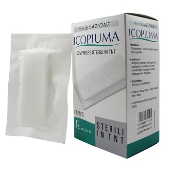 GARZA COMPRESSA IN TESSUTO NON TESSUTO ICOPIUMA ADESIVA 18X40 CM 12 PEZZI - Farmacianuova.eu