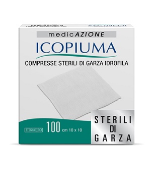 GARZA COMPRESSA IDROFILA ICOPIUMA 10X10CM 100 PEZZI - Farmacianuova.eu
