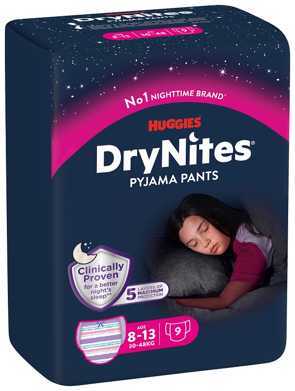 HUGGIES DRYNITES 8/15 ANNI GIRL L 27/57KG PACCO SINGOLO 9 PEZZI - Farmacianuova.eu