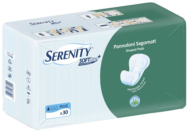 PANNOLONE PER INCONTINENZA SAGOMATO SERENITY SOFTDRY+ ALOE PLUS 30 PEZZI - Farmacianuova.eu