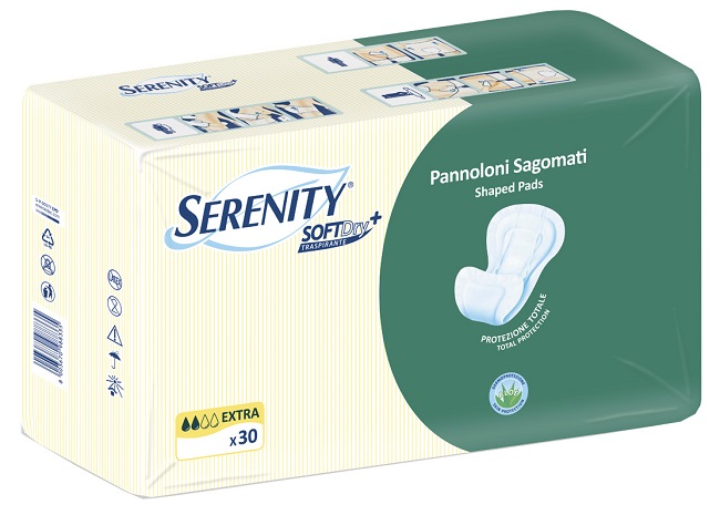 PANNOLONE PER INCONTINENZA SAGOMATO SERENITY SOFTDRY+ ALOE EXTRA 30 PEZZI - Farmacianuova.eu