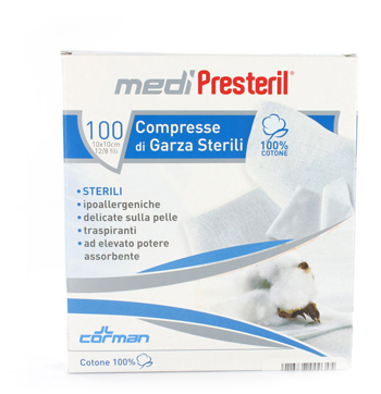 GARZA COMPRESSA MEDIPRESTERIL FU STERILE MONOUSO 10X10CM 100PEZZI - Farmacianuova.eu