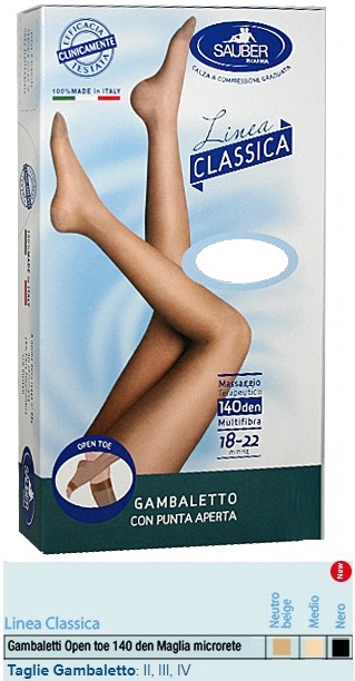 SAUBER GAMBALETTO OPEN TOE MAGLIA MICRORETE 140 DEN COLORE NEUTRO BEIGE TAGLIA 3 LINEA CLASSICA - Farmacianuova.eu