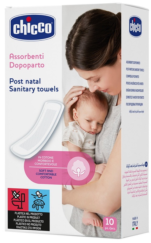 CHICCO MAMMA DONNA ASSORBENTI POSTPARTO COTONE 10 PEZZI - Farmacianuova.eu