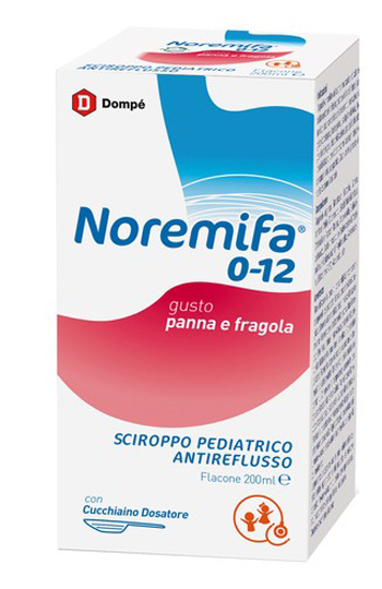 SCIROPPO PEDIATRICO ANTIREFLUSSO NOREMIFA 0-12 FLACONE 200 ML GUSTO PANNA E FRAGOLA - Farmacianuova.eu