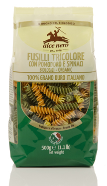 FUSILLI TRICOLORE POMODORO-SPINACI BIO 500 G - Farmacianuova.eu