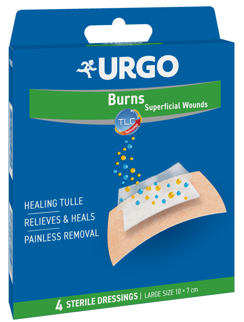 URGO CEROTTO PER USTIONI E FERITE 100X70 MM 4 PEZZI - Farmacianuova.eu