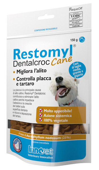 RESTOMYL DENTALCROC CANI TAGLIA MEDIA GRANDE E GIGANTE BUSTA 150 G - Farmacianuova.eu
