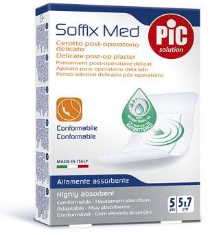 CEROTTO PIC SOFFIX MED IN TNT CON TAMPONE CENTRALE ASSORBENTE STERILE MONOUSO 5X7 CM ANTIBATTERICO 5 PEZZI - Farmacianuova.eu