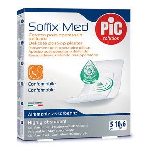 CEROTTO PIC SOFFIX MED IN TNT CON TAMPONE CENTRALE ASSORBENTE STERILE MONOUSO 10X6 CM ANTIBATTERICO 5 PEZZI - Farmacianuova.eu