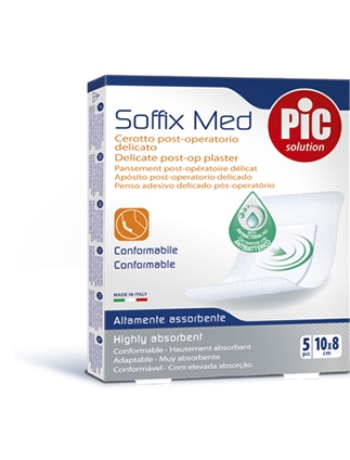 CEROTTO PIC SOFFIX MED IN TNT CON TAMPONE CENTRALE ASSORBENTE STERILE MONOUSO 10X8 CM ANTIBATTERICO 5 PEZZI - Farmacianuova.eu