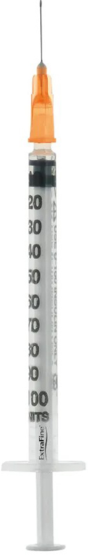 SIRINGA PER INSULINA EXTRAFINE 1ML 100 UI AGO REMOVIBILE 25 GAUGE 0,5X16 MM 1 PEZZO - Farmacianuova.eu