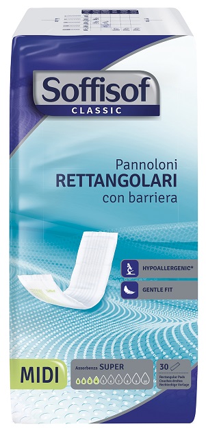 SOFFISOF CLASSIC PANNOLONE RETTENGOLARE CON BARRIERA 30 PEZZI - Farmacianuova.eu