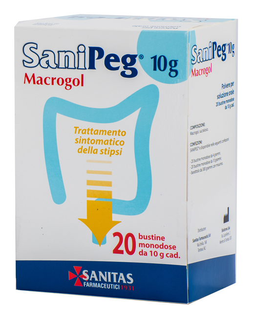 SANIPEG MACROGOL POLVERE PER SOLUZIONE ORALE 20 BUSTE DA 10 G - Farmacianuova.eu