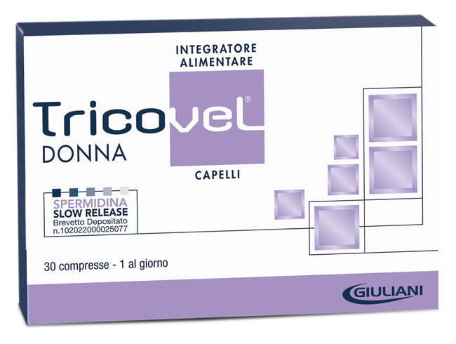 TRICOVEL DONNA INTEGRATORE ALIMENTARE CON NUTRIENTI SPECIFICI PER CAPELLI 30 COMPRESSE - Farmacianuova.eu