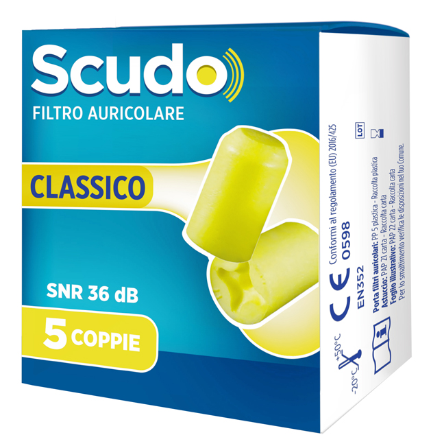 SCUDO FILTRO AURICOLARE CLASSICO SNR 36 DB 7-12MM 5 PAIA - Farmacianuova.eu