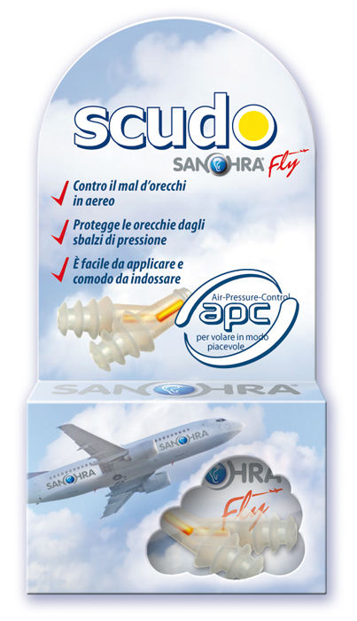 FILTRO AURICOLARE EARPLUG SCUDO FLY ADULTI SANOHRA 2 PEZZI - Farmacianuova.eu