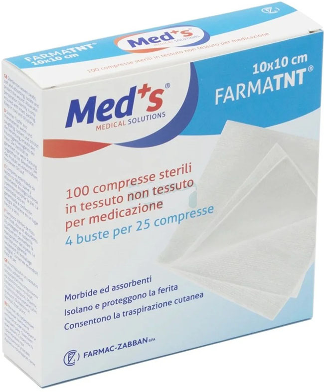GARZA COMPRESSA MEDS FARMATNT IN TESSUTO NON TESSUTO 10X10CM 100 PEZZI - Farmacianuova.eu
