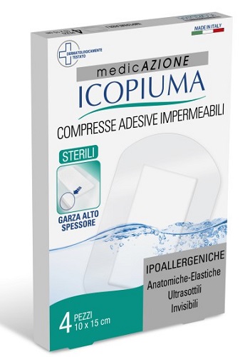 GARZA COMPRESSA ICOPIUMA MEDICATA POSTOPERATORIA 10X15 CM 4 PEZZI - Farmacianuova.eu