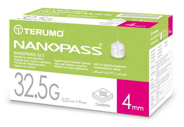 AGO PER PENNA DA INSULINA NANOPASS 32,5 GAUGE LUNGHEZZA 4 MM 100 PEZZI - Farmacianuova.eu