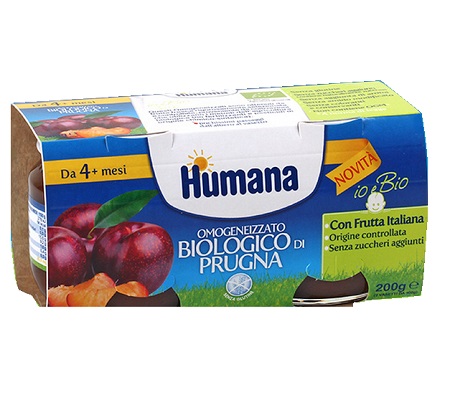 HUMANA OMOGENEIZZATO PRUGNA BIO 2 VASETTI 100 G - Farmacianuova.eu