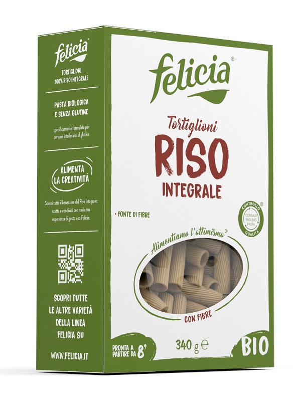 FELICIA BIO RISO INTEGRALE TORTIGLIONI 340 G - Farmacianuova.eu
