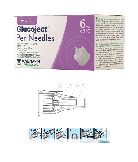 AGO PER PENNA DA INSULINA GLUCOJECT LUNGHEZZA 6 MM GAUGE 31 100 PEZZI - Farmacianuova.eu