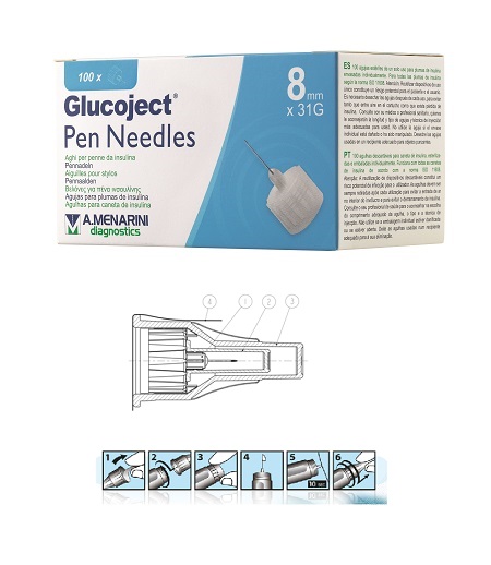 AGO PER PENNA DA INSULINA GLUCOJECT LUNGHEZZA 8 MM GAUGE 31 100 PEZZI - Farmacianuova.eu