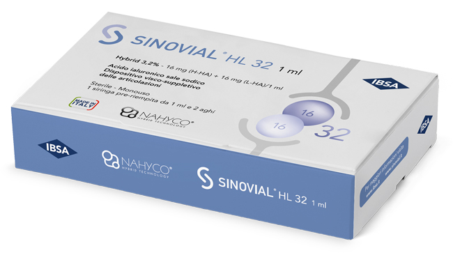 SIRINGA INTRA-ARTICOLARE SINOVIAL HL 32 16 MG+16 MG 1 FS + AGO GAUGE 22 + AGO GAUGE 29 1 PEZZO - Farmacianuova.eu