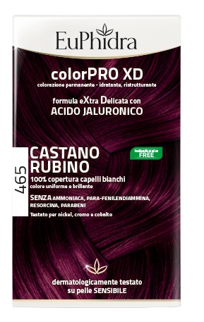 EUPHIDRA COLORPRO XD 465 CAST RUBINO GEL COLORANTE CAPELLI IN FLACONE + ATTIVANTE + BALSAMO + GUANTI - Farmacianuova.eu