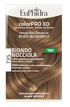 EUPHIDRA COLORPRO XD 735 BIONDO NOCCIOLA GEL COLORANTE CAPELLI IN FLACONE + ATTIVANTE + BALSAMO + GUANTI - Farmacianuova.eu