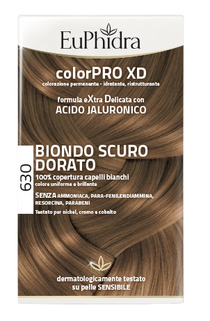 EUPHIDRA COLORPRO XD 630 BIONDO SCURO DORATO GEL COLORANTE CAPELLI IN FLACONE + ATTIVANTE + BALSAMO + GUANTI - Farmacianuova.eu