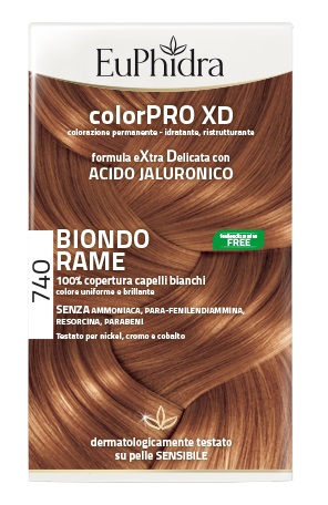 EUPHIDRA COLORPRO XD 740 BIONDO RAME GEL COLORANTE CAPELLI IN FLACONE + ATTIVANTE + BALSAMO + GUANTI - Farmacianuova.eu