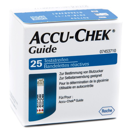 STRISCE MISURAZIONE GLICEMIA ACCU-CHEK GUIDE 25 PEZZI CONFEZIONE RETAIL - Farmacianuova.eu