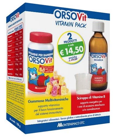 ORSOVIT VITAMIN PACK 60 CARAMELLE GOMMOSE + SCIROPPO 150 ML - Farmacianuova.eu