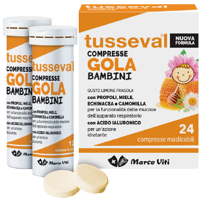 TUSSEVAL GOLA BAMBINI 24 COMPRESSE - Farmacianuova.eu