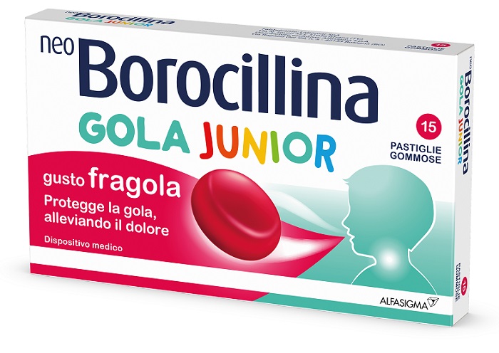 NEOBOROCILLINA GOLA JUNIOR 15 PASTIGLIE GUSTO FRAGOLA - Farmacianuova.eu