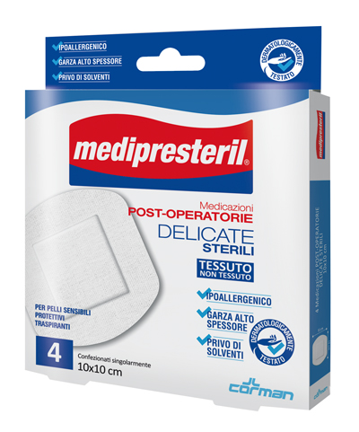 MEDICAZIONE POST OPERATORIA MEDIPRESTERIL DELICATA TNT 10X10CM 5 PEZZI - Farmacianuova.eu