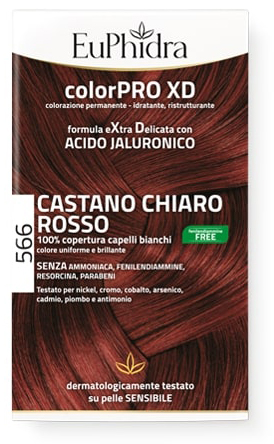 EUPHIDRA COLORPRO GEL COLORANTE CAPELLI XD 566 CASTANO CHIARO ROSSO 50 ML + ATTIVANTE + BALSAMO + GUANTI - Farmacianuova.eu
