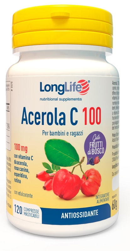 LONGLIFE ACEROLA C100 FRUTTI DI BOSCO 120 COMPRESSE MASTICABILI - Farmacianuova.eu