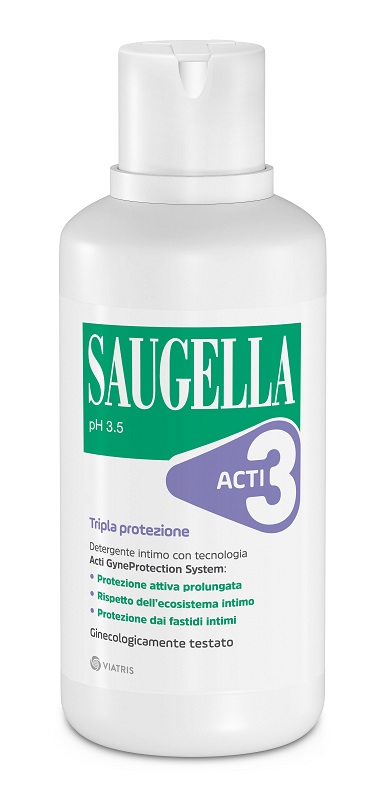 SAUGELLA ACTI3 TRIPLA PROTEZIONE DETERGENTE INTIMO 500 ML - Farmacianuova.eu