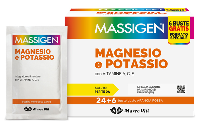 MASSIGEN MAGNESIO POTASSIO 24 BUSTINE + 6 BUSTINE - Farmacianuova.eu