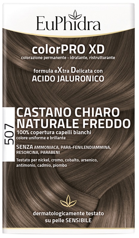 EUPHIDRA COLORPRO XD 507 CASTANO CHIARO NATURALE F COLORE + ATTIVANTE + BALSAMO + CUFFIA + GUANTI - Farmacianuova.eu