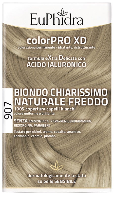 EUPHIDRA COLORPRO XD 907 BIONDO CHIARO MOGANO NATURALE F COLORE + ATTIVANTE + BALSAMO + CUFFIA + GUANTI - Farmacianuova.eu