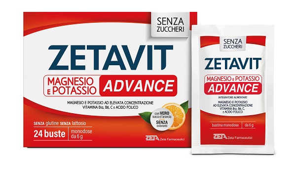 ZETAVIT MAGNESIO POTASSIO ADVANCE BUSTINE 24 BUSTE MONODOSE DA 6 G SENZA ZUCCHERI CON EDULCORANTI SENZA GLUTINE SENZA LATTOSIO - Farmacianuova.eu
