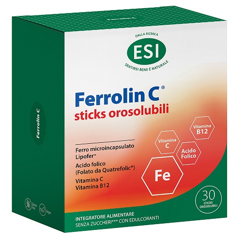 ESI FERROLIN C 30 STICK OROSOLUBILI 1,45 G SENZA GLUTINE NATURALMENTE PRIVO DI LATTOSIO CON EDULCORANTI - Farmacianuova.eu