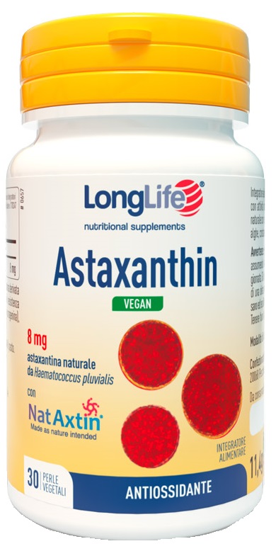 LONGLIFE ASTAXANTHIN VEGAN 8 MG 30 PERLE VEGETALI SENZA GLUTINE - Farmacianuova.eu